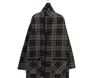 Vintage Lyle And Scott Collection Button Ups Plaid Coat Jacket Grey Colour