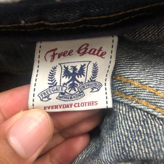 Vintage Free Gate Jeans Faded Distressed Denim Pants W34 Blue