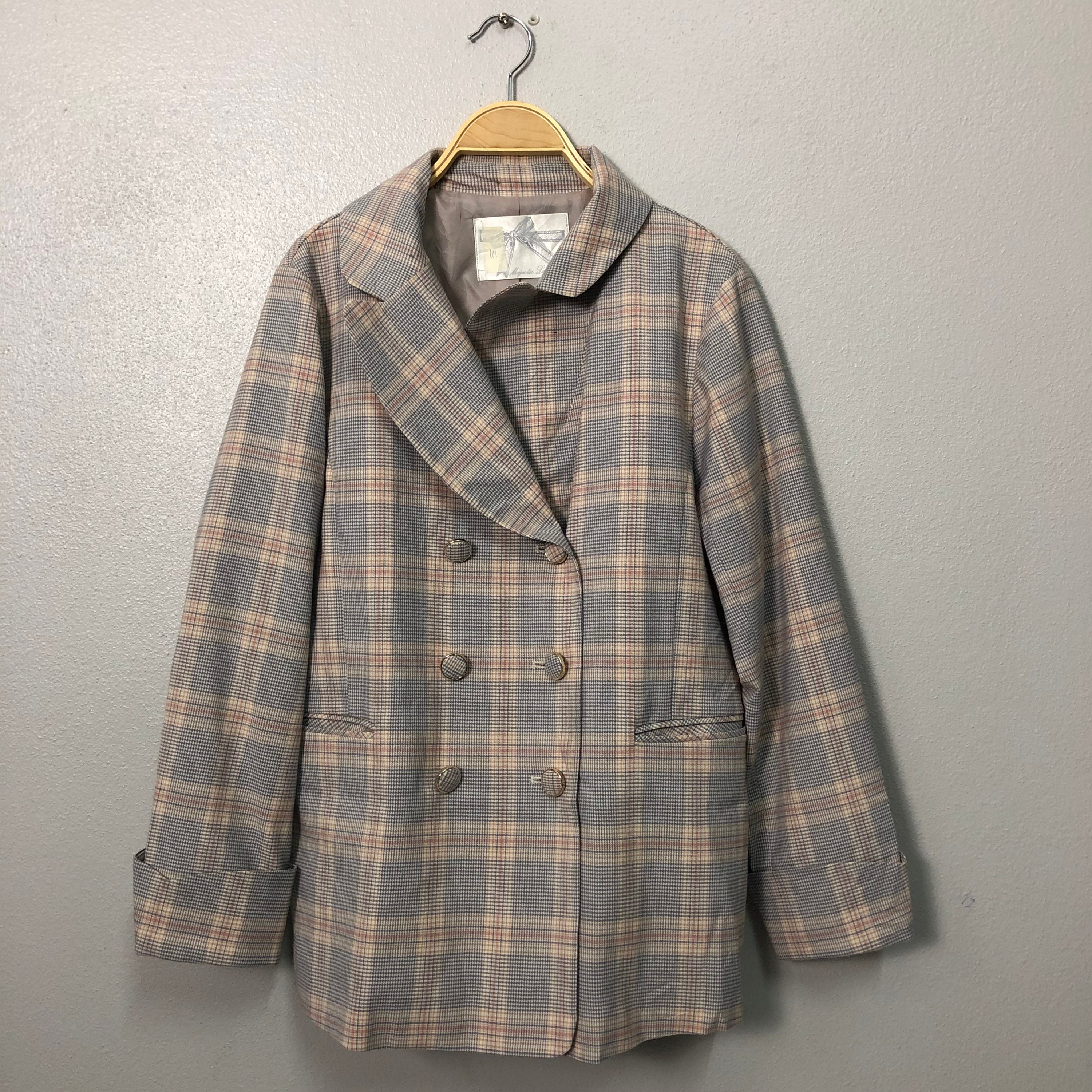 Vintage Majestic Legon Plaid Multicolor Blazer Coat Jacket Size S