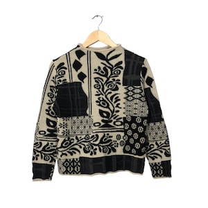 Vintage Fashion Village FullPrint Knitwear Sweater Jumper Fashion Village Print All Over Me Knitwear White/Black Colour Size S Made in Japan