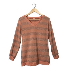 Vintage Amourire V Neck Striped Knitwear Sweater Jumper Vintage Amourire Knitwear Sweater Jumper Peach Colour Size XS