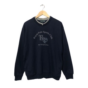 Vintage Royal Polo Sports Club Crewneck Embroidery Big Logo Sweatshirt Dark Blue Colour Size M