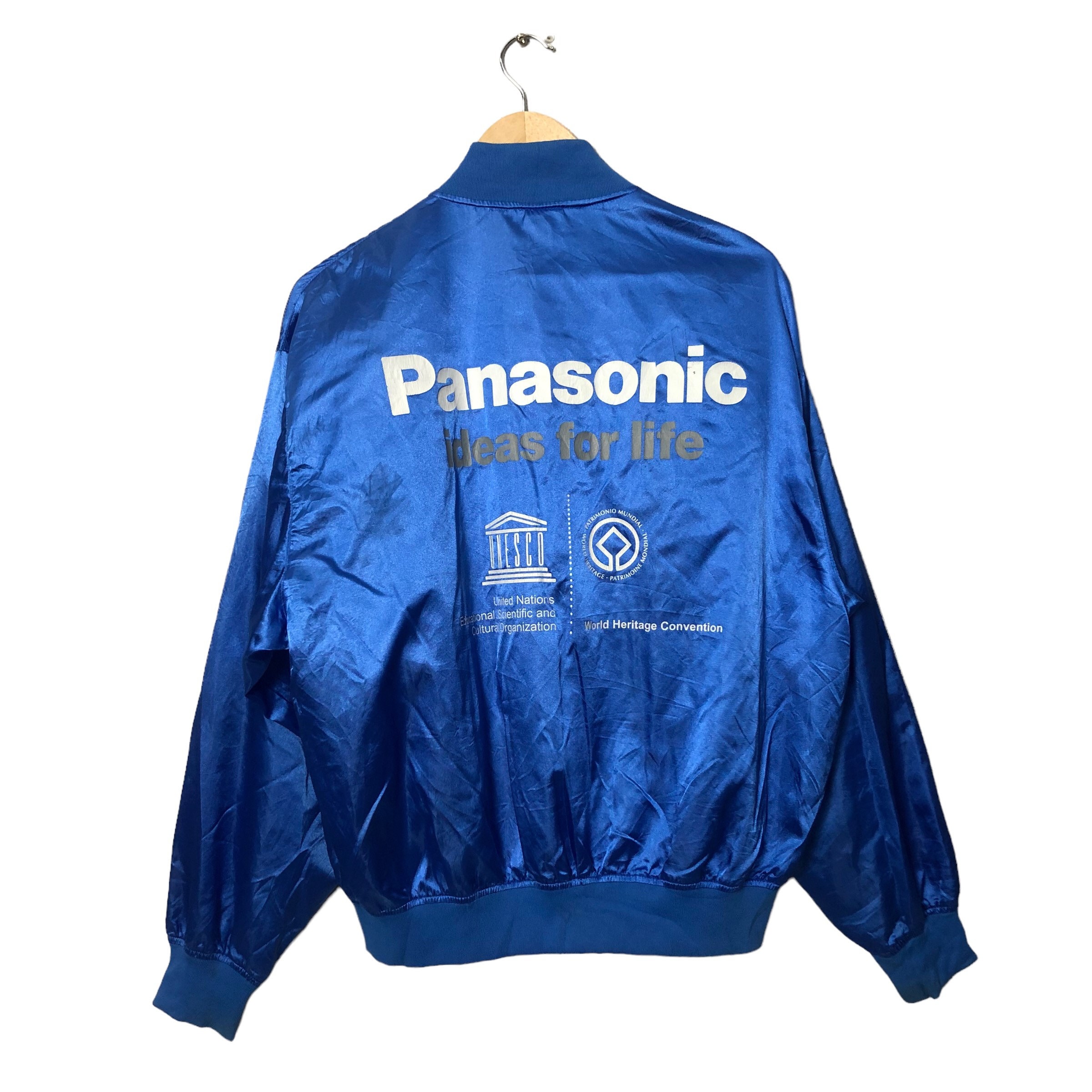 Vintage Panasonic Big Logo Button Ups Track Jacket Blue