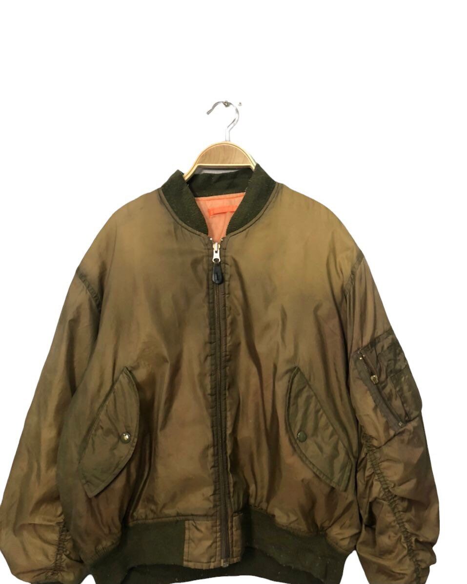 Classic Bomber Jacket Navy Vintage MA1 With Orange Lining