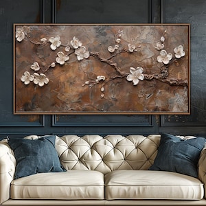Cherry Blossom Wall Art, Vintage Spring Pink Wall Decor, Modern Farmhouse Canvas Art, Japanese Sakura Canvas Print, Living Room Flower Decor