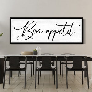 Bon Appetit Sign, Kitchen Sign, Vintage Dining Room Wall Decor, Dining Room Quotes, Kitchen Wall Decor, Farmhouse Wall Art, Large Canvas Art