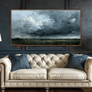 Clouds And Sky Wall Art, Vintage Cloudy Sky Wall Decor, Abstract Landscape Home Decor, Living Room Canvas Art, Bedroom Large Canvas Print