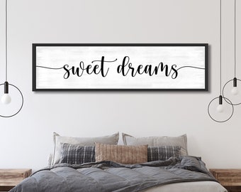 Sweet Dreams Sign, Bedroom Decor, Above Bed Art, Bedroom Quotes, Master Bedroom Sign, Couple Gift, Farmhouse Wall Art, Rustic Canvas Print