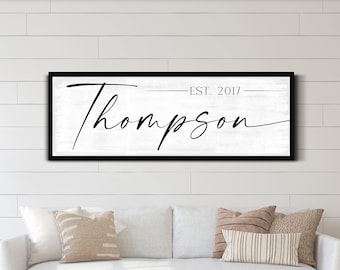 Gepersonaliseerde familienaam teken, naam teken, achternaam teken, kunst aan de muur, rustieke woonkamer decor, boerderij kunst aan de muur, grote canvas print
