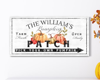 Custom Pumpkin Patch Sign Family Pumpkin Farm Sign Pumpkin Wall Decor Rustic Fall Wall Decor Harvest Thanksgiving Framed Canvas Wall Art