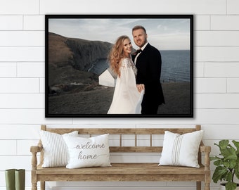 Impresión de lienzo enmarcado personalizado, lienzo de su foto, regalo de boda, arte de pared fotográfico personalizado, decoración de pared de imagen personalizada, fotografía familiar