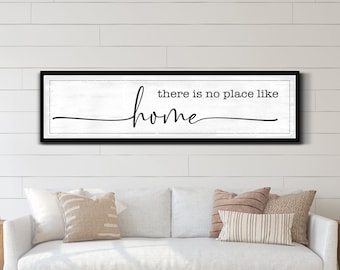 There's No Place Like Home, Home Decor, Gallery Wall Art, Housewarming Gift, Canvas Wall Decor, Farmhouse Style, White Background Wall Sign