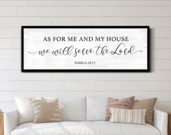 Bible Verse Sign Joshua 24:15 Scripture Religious Wall Sign Home Decor Living Room Sign Housewarming Gift New Home Decor Canvas Print