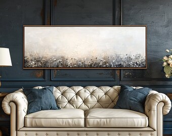 Wildflower Wall Art, Abstract Flowers Field Wall Decor, Vintage Floral Landscape Sign, Modern Farmhouse Canvas Art, Living Room Canvas Print