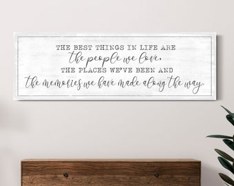 Best Things In Life Sign, Motivational Rustic Wall Art, Inspirational Quote,Sign For Above Couch, Farmhouse Wall Decor, Large Canvas Print