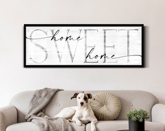 Home Sweet Home Sign, Living Room Sign, Living Room Wall Decor, Family Room Sign, Vintage Home Decor, Farmhouse Wall Decor, Large Canvas Art
