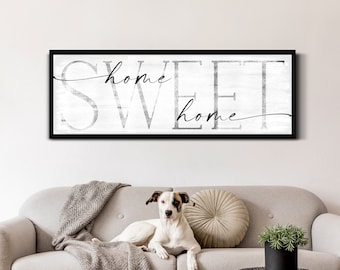 Home Sweet Home Sign, Living Room Sign, Living Room Wall Decor, Family Room Sign, Vintage Home Decor, Farmhouse Wall Decor, Large Canvas Art