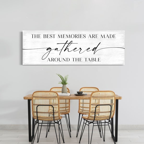 The Best Memories Are Made Gathered Around The Table Sign, Kitchen Dining Room Wall Decor, Modern Farmhouse Wall Art, Housewarming Gift
