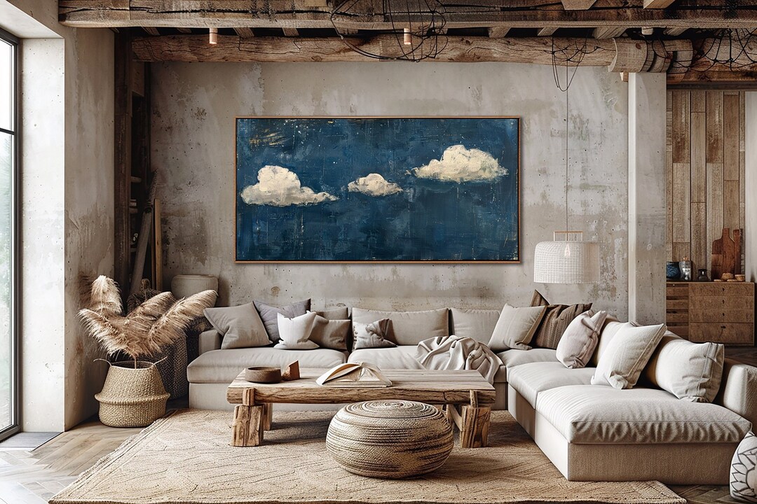 Cloud Abstract Sign, Cloud Dark Blue Sky Wall Art, Moody Clouds Decor ...