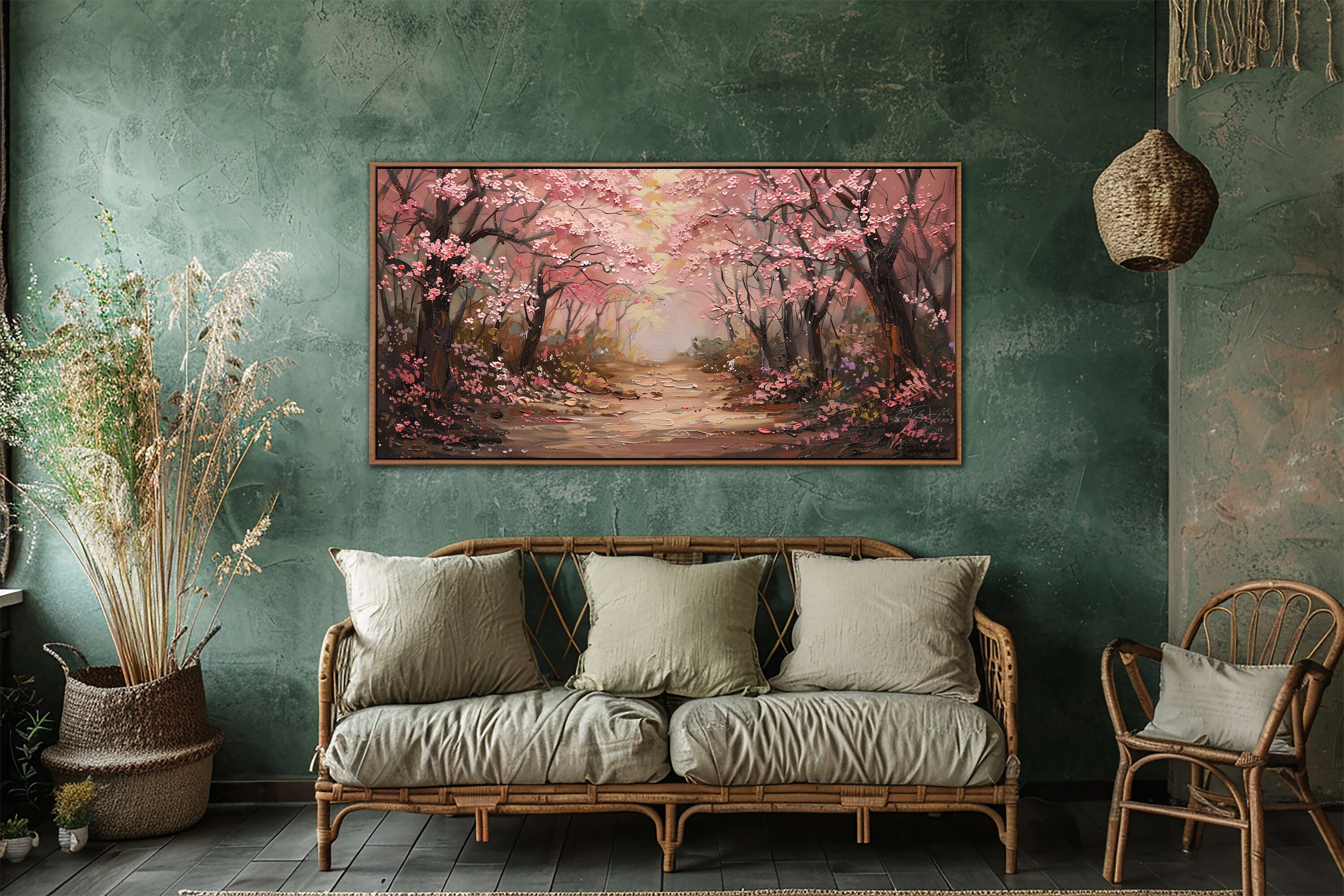 Cherry Blossom Forest Wall Art, Spring Cherry Blossom Trees Wall Decor ...