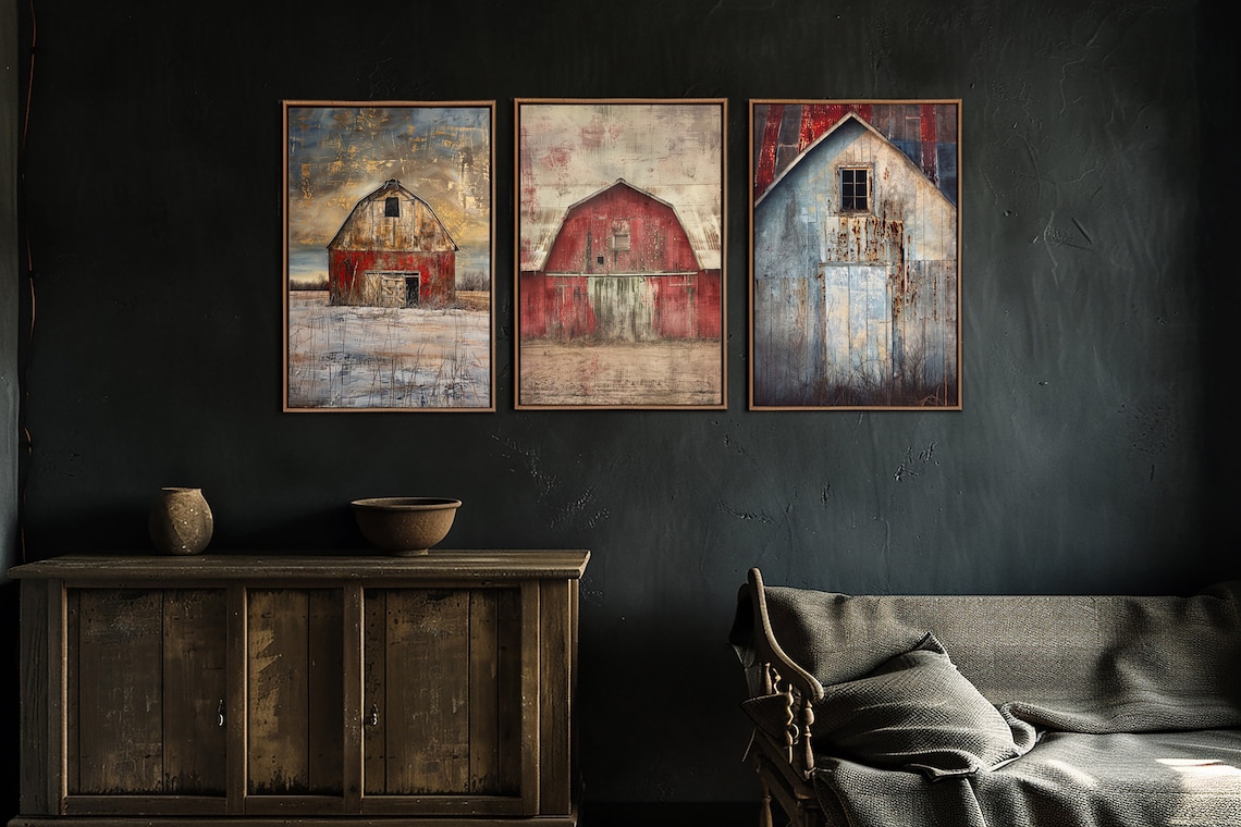 Old Barn Wall Decor, Rustic Farmhouse Wall Art, Vintage Barn Canvas Art ...