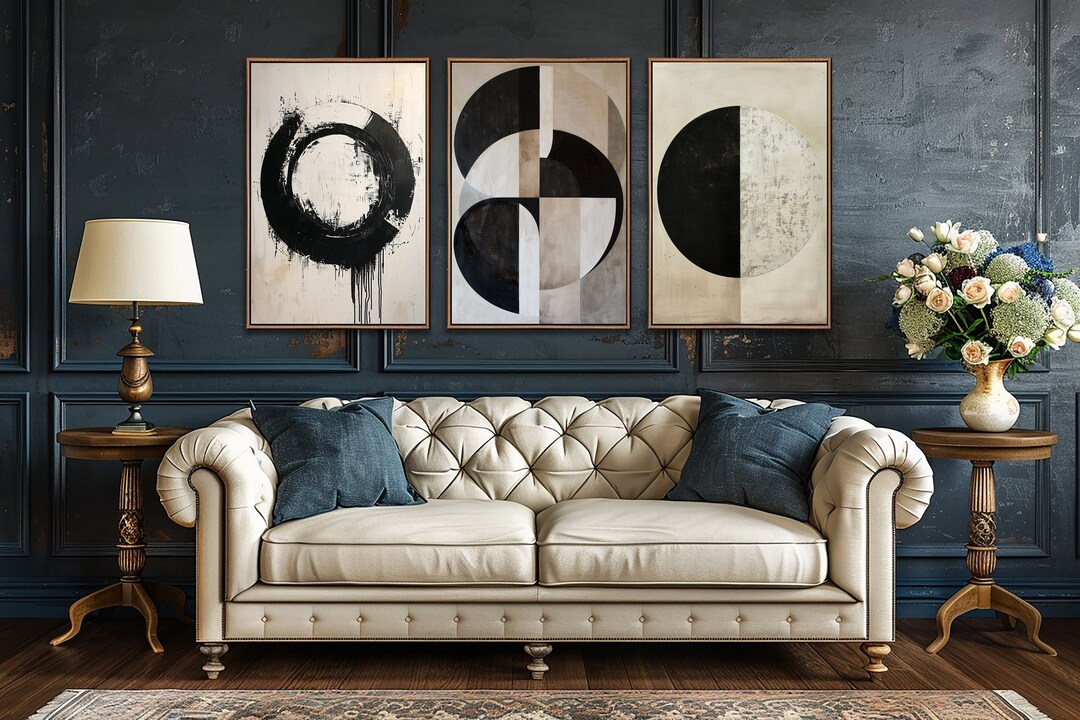 Abstract Wall Art, Modern Living Room Sign, Abstract Circle Canvas Art ...