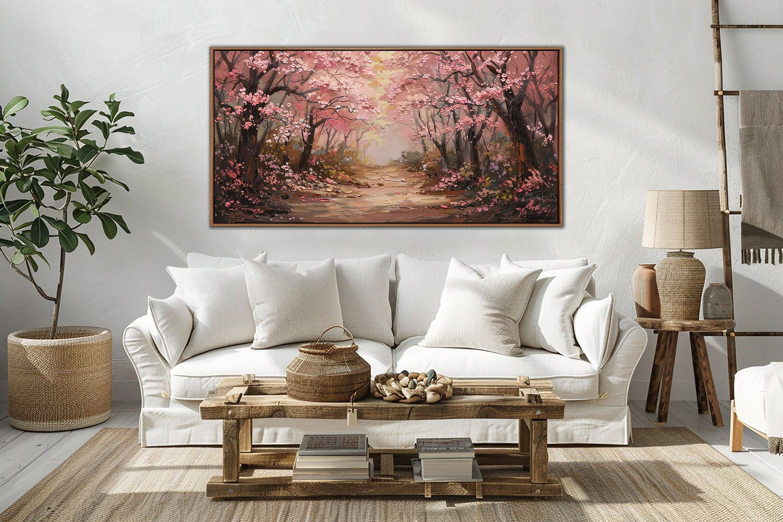 Cherry Blossom Forest Wall Art, Spring Cherry Blossom Trees Wall Decor ...