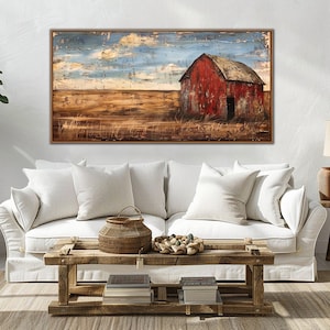 Rustic Canvas Rustic Barn Wall Art, Vintage Landscape Decor, Farmhouse Canvas Art ...