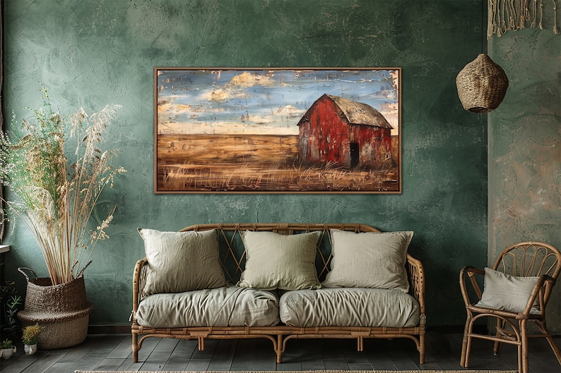 Rustic Canvas Rustic Barn Wall Art, Vintage Landscape Decor, Farmhouse Canvas Art ...