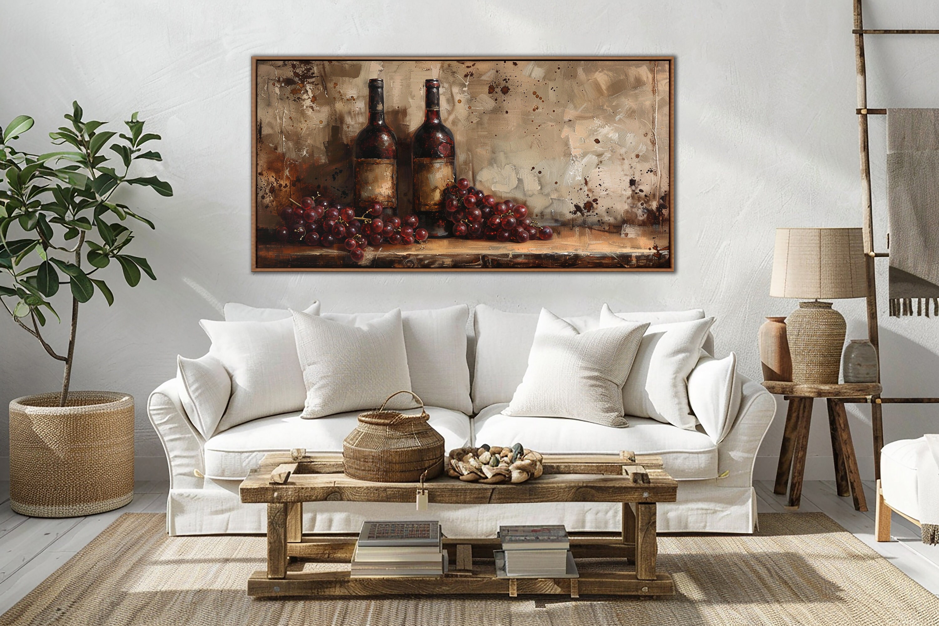 Wine Bottles Grapes Wall Art, Abstract Wine House Wall Decor, Vintage ...