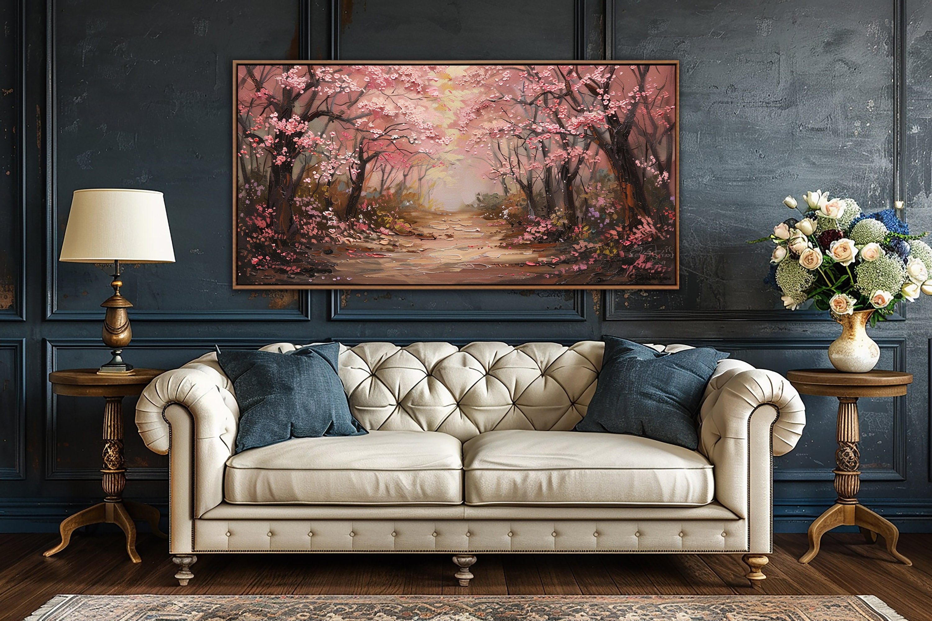 Cherry Blossom Forest Wall Art, Spring Cherry Blossom Trees Wall Decor ...
