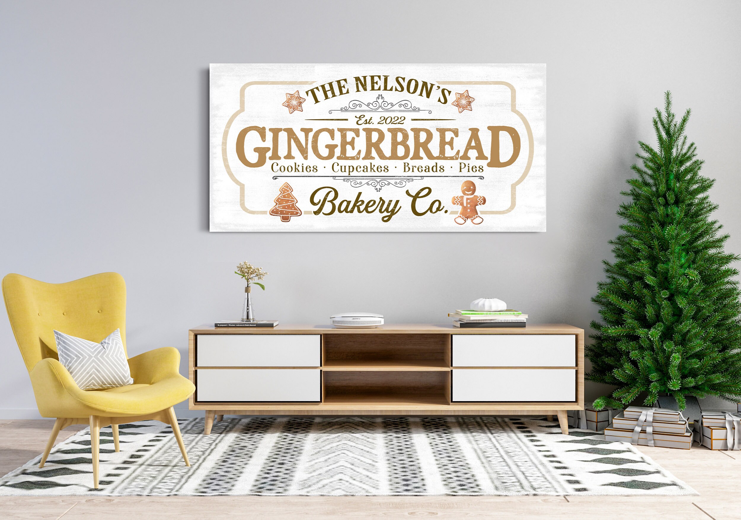 Gingerbread Sign Custom Gingerbread Sign, Christmas Cookies Cupcakes Breads Pies, Bakery ...