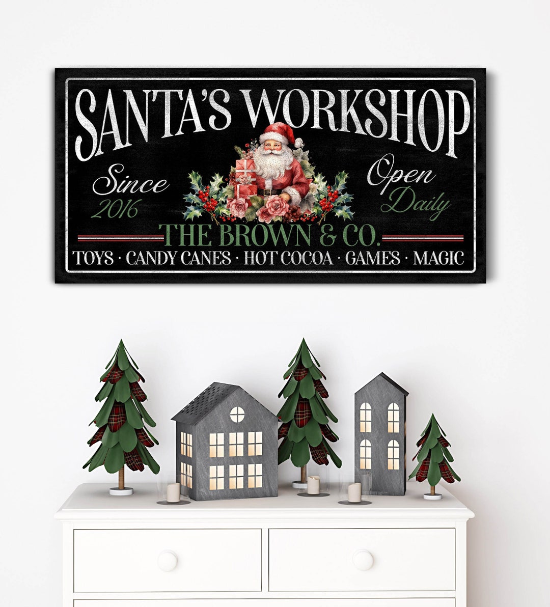 Personalized Santa's Workshop Sign, Christmas Toy Shop Sign, Holiday ...