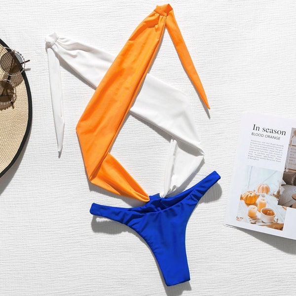 One Piece Multi-Colored Hot Monokini Vacation Summer Bikini Womens Swimwear