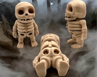 Flexi Skeleton Buddy - 3D Printed Articulated Halloween Skeleton Figure, Flexible Spooky Decor, Premium Filament, Gift for Kids & Adults