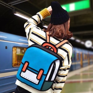 Sac à dos 2D inspiré des mangas avec design 3D stéréoscopique - Sac à bandoulière double grande capacité pour les fans de Cosplay / Otaku Livraison gratuite