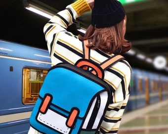 Anime Manga Inspired 2D Backpack With 3D Stereoscopic Design - Large Capacity Dual Shoulder Bag for Cosplay / Otaku Fans Free Shipping