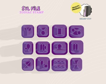 Zodiac Sign Stamp STL, 3D Print File, Mini Cutter (Digital Download)