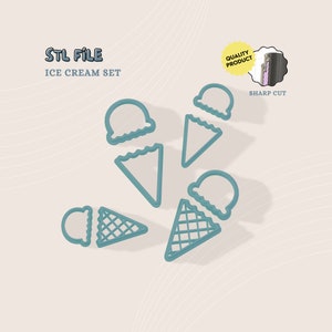 Cute Icecream Polymer Cutter,  STL Digital file Cutter, Trendy Cutter, Unique Cutter, 2 Style - 2 sizes, Digital STL File for Polymer