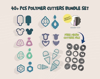 40+ Polymer Clay Cutters Bundle, Earring Jewelry Making (Digital STL File)