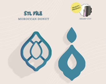 Moroccan Donut Polymer Clay Earring Cutter STL File (3 Sizes)