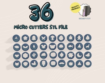 36 Mini Polymer Clay Cutters, Micro Cutter STL File (Digital Download)