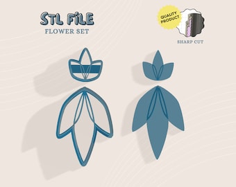 Flower Polymer Clay Cutter Set, Trendy Earring Cutters (Digital STL File)