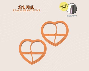 Peach Heart Clay Cutters for Valentine's, 3D Print STL File (Digital)
