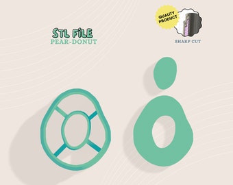 Pear Donut Polymer Clay Cutter STL File, 3D Print Jewelry Cutters