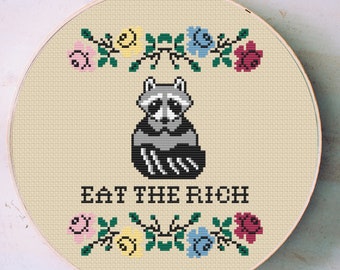 Raccoon Cross Stitch Pattern | Beginner Hand Sewing Pattern | Cute Cross Stitch Pattern | Cross Stitch PDF | Digital Cross Stitch Pattern