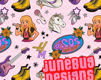 hannah montana seamless pattern, character seamless pattern, hand drawn digital seamless pattern