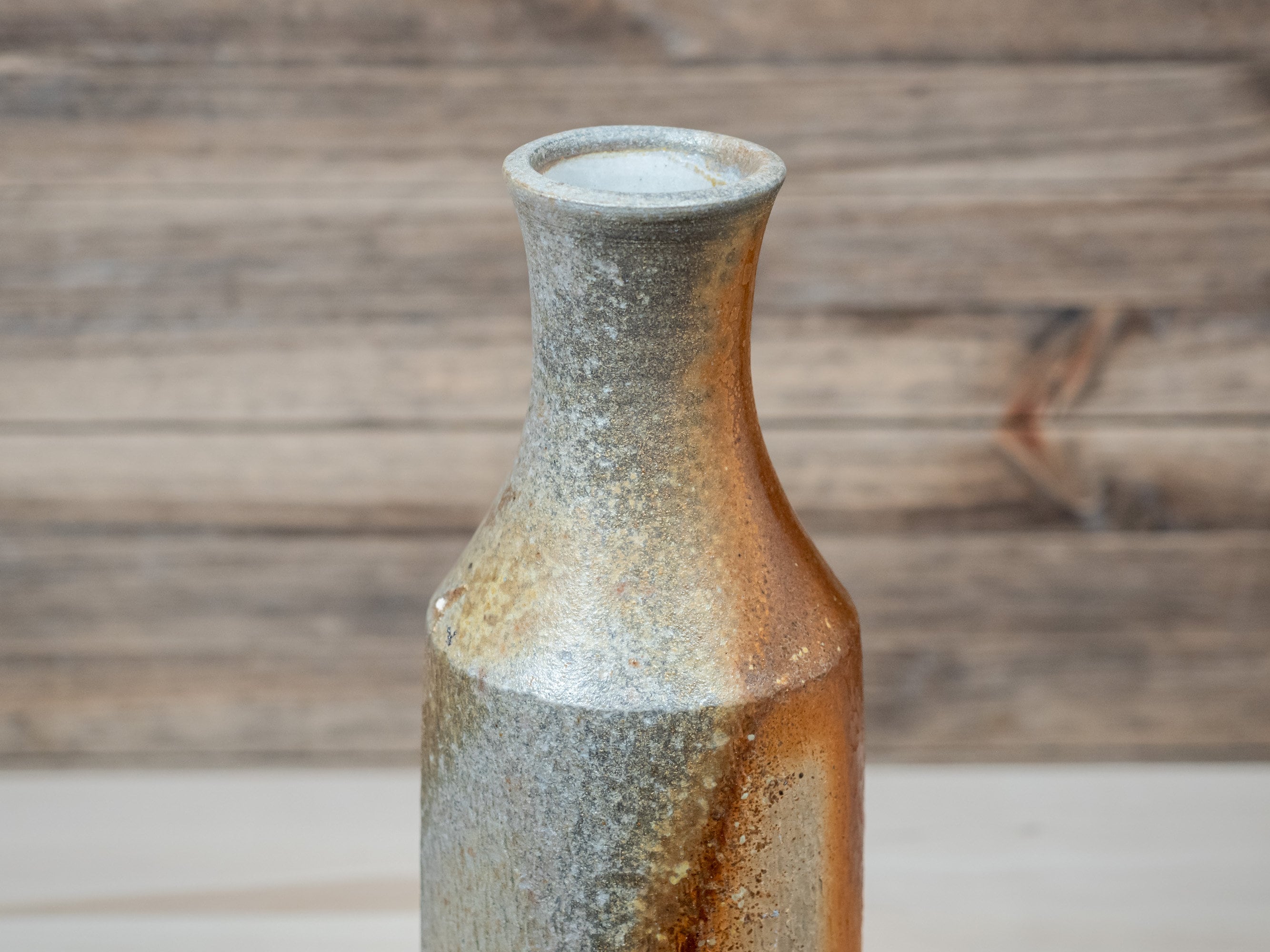 Wood Fired Stoneware Bottle-vase With Natural Colored Chattered Texture ...