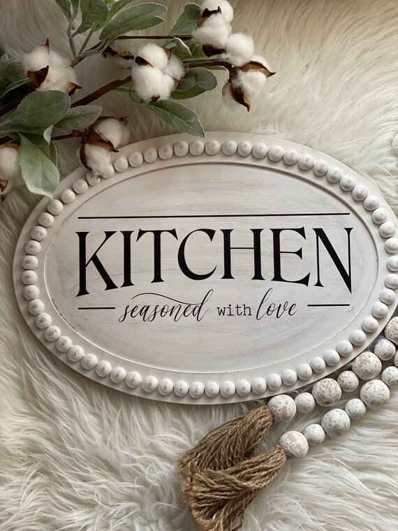 Kitchen Seasoned With Love Sign Kitchen Signs Wall Decor Etsy