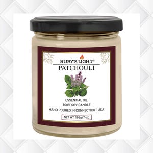 Patchouli Candle, Natural Soy Wax Candle, Non-Toxic Essential Oil Candle, Handmade Scented Candle, 9 Oz Glass Jar Candle